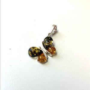Tri color Baltic Amber Beautiful Butterfly pendant